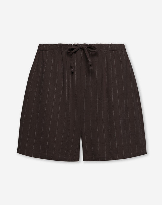 RHODE LINEN PULL ON SHORTS PIN STRIPE BRUIN