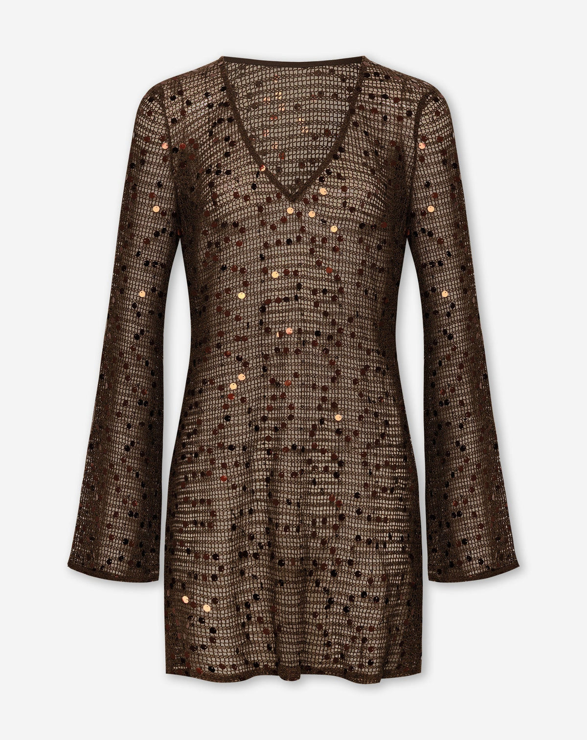 SEQUIN CROCHET DRESS BRUIN
