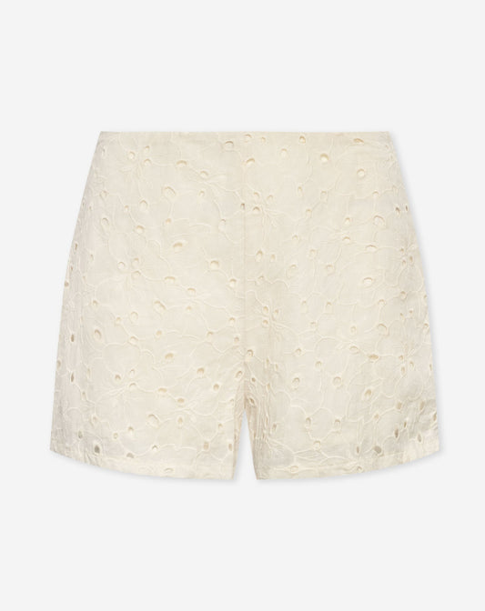 CHRISSY EMBROIDERY ANGLAISE SHORTS CRÈME