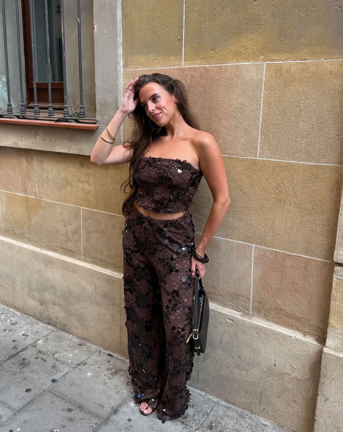 SEQUIN LACE PANTS PETITE BRUIN