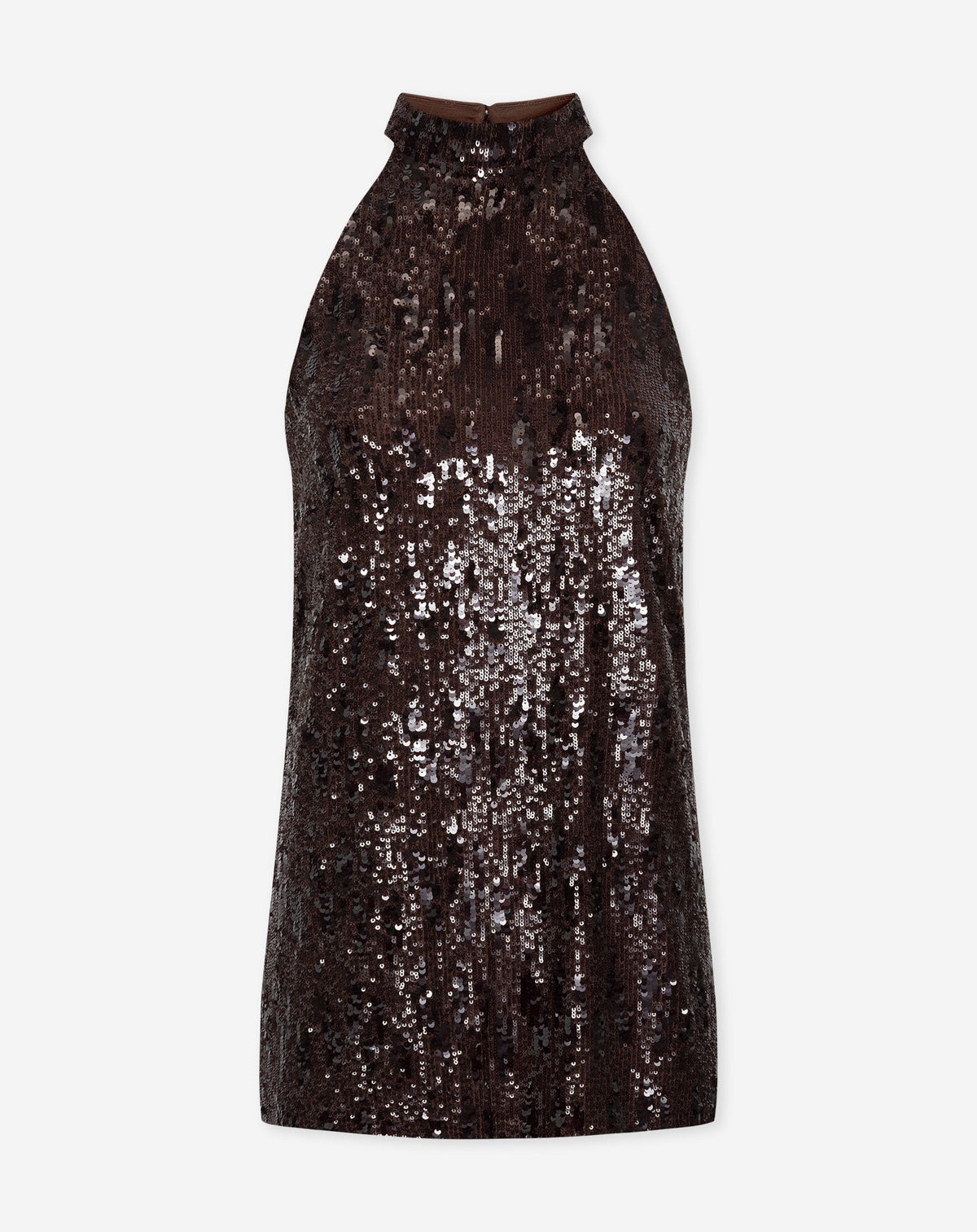 COLETTE SEQUINS HALTER DRESS BRUIN