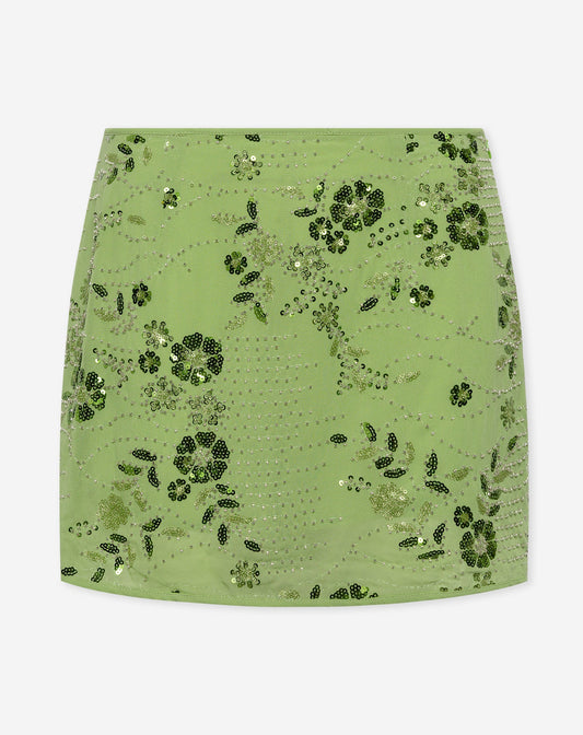 FEMMIE SEQUIN FLOWER SKIRT GROEN