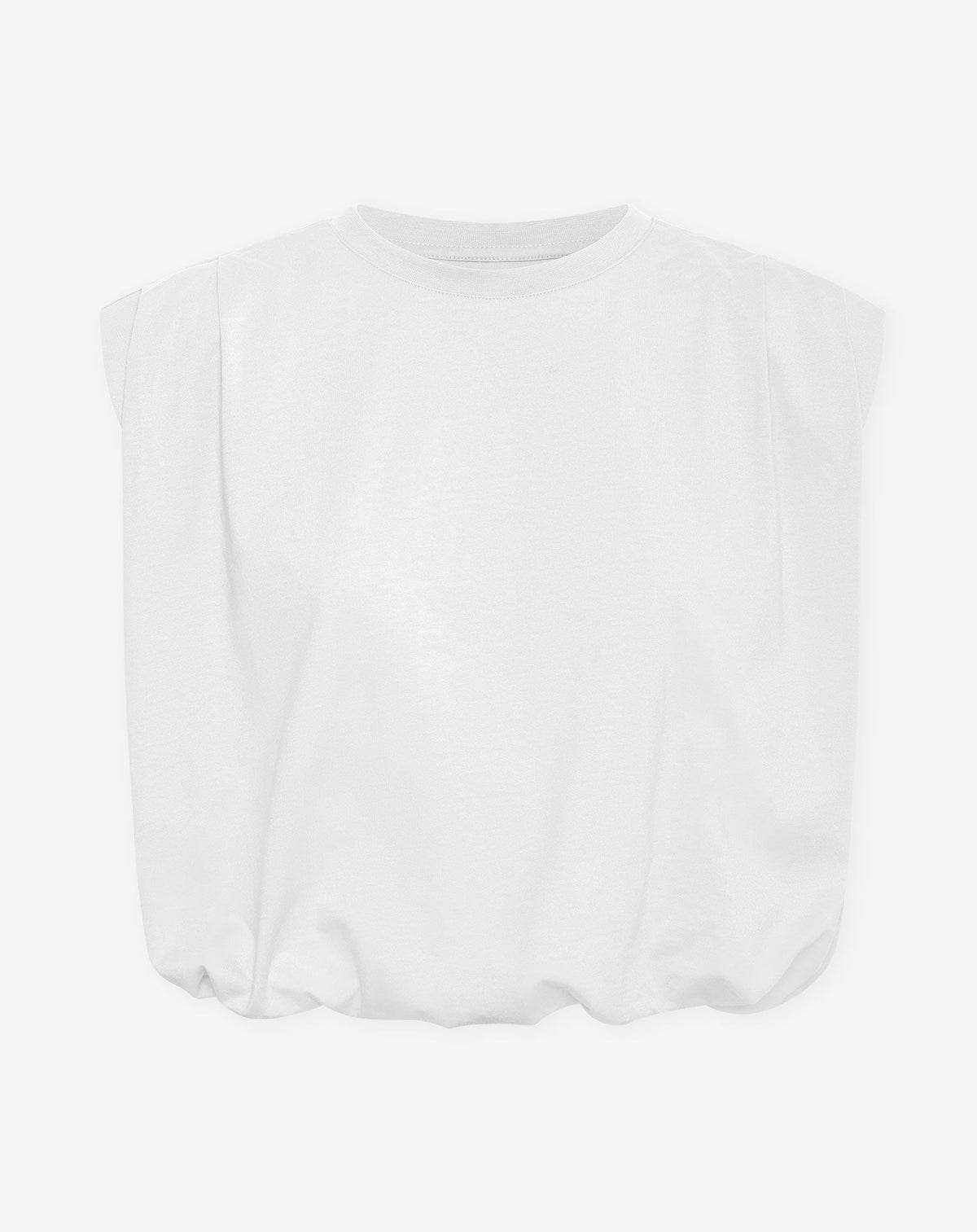 PADDED SHOULDER BUBBLE HEM TEE CRÈME