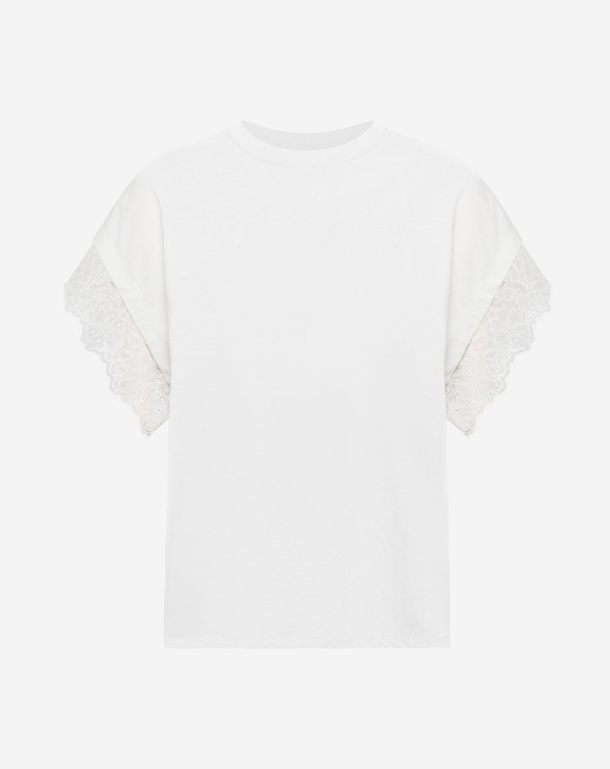 OVERSIZED LACE CAP SLEEVE TEE CRÈME