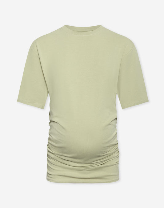 GATHERED SHORT SLEEVE TEE MATERNITY PISTACHE