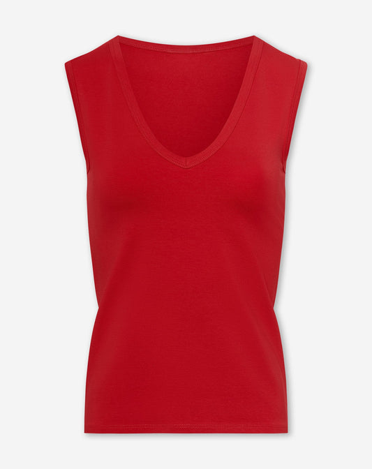 SLEEVELESS VNECK TOP ROOD