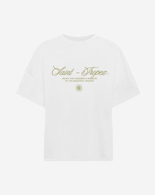 SAINT TROPEZ EMBROIDERY OVERSIZED TEE CRÈME