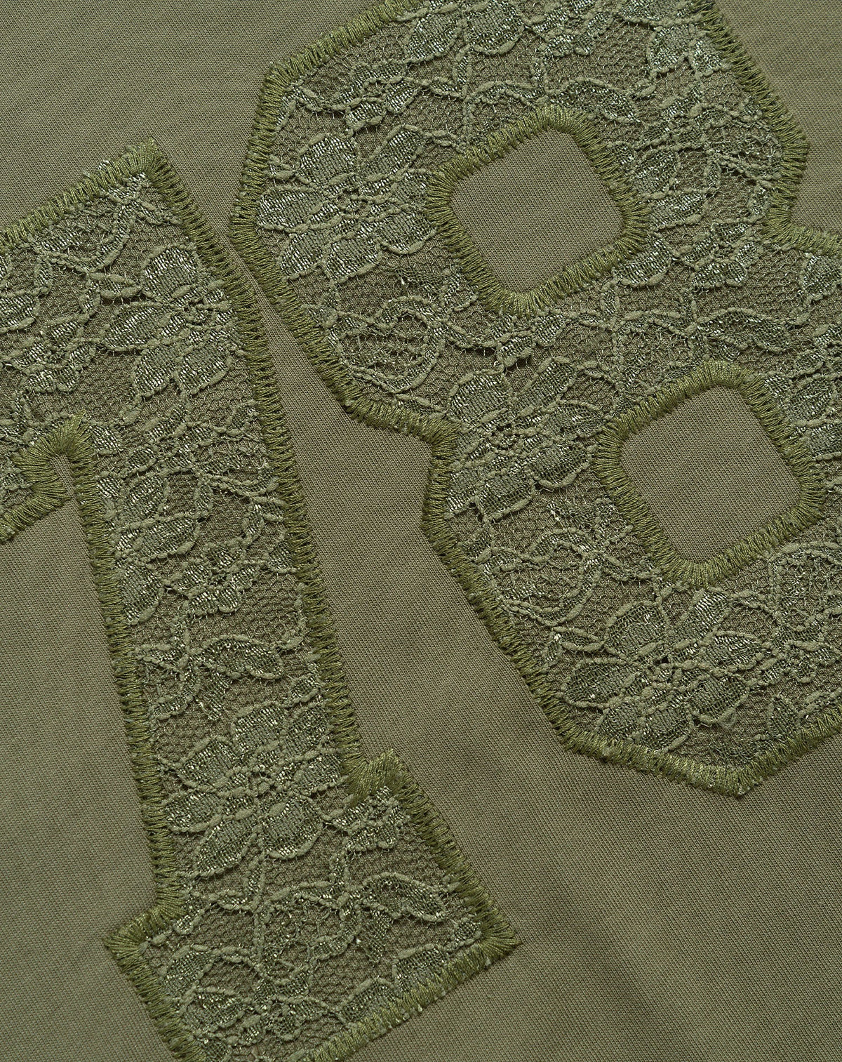 78 RAGLAN LACE TEE DONKER OLIJFGROEN