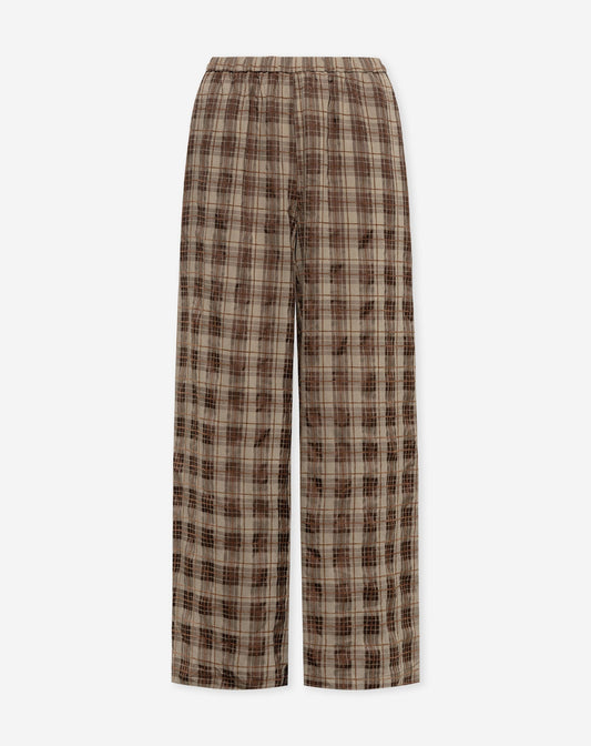 BECKA WIDE LEG PANTS TALL BRUIN CHECK