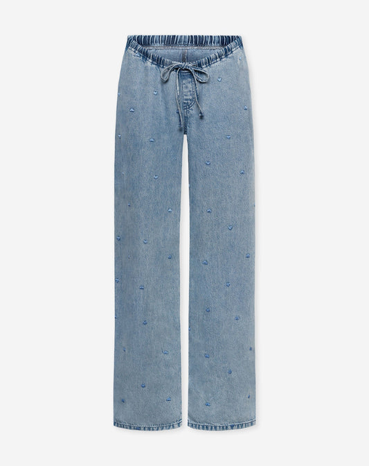 HEART CORD WIDE LEG JEANS MATERNITY BLAUW