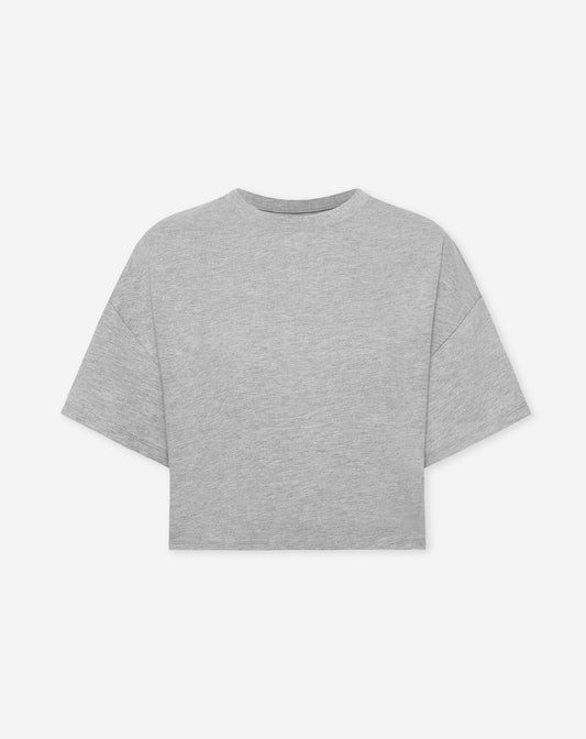 BASIC CROPPED OVERSIZED TEE GRIJS MELANGE