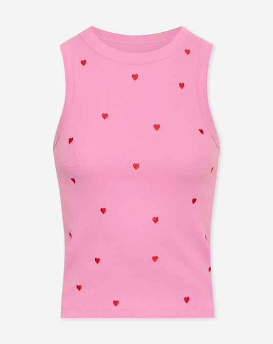 HEART EMBROIDERY SINGLET ROZE