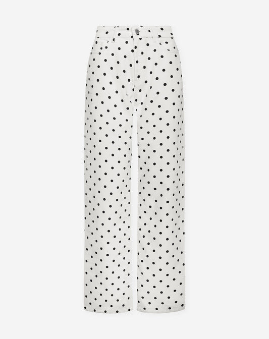 POLKA DOT WIDE LEG JEANS WIT