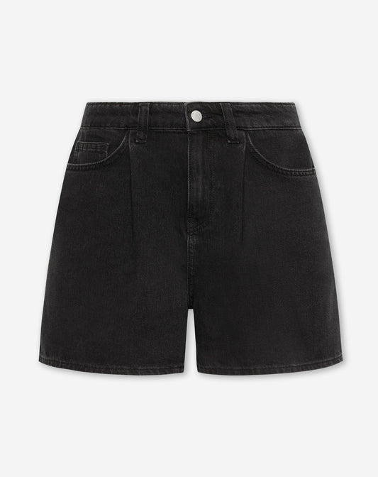 LOTTE PLEATED DENIM SHORT DONKERGRIJS