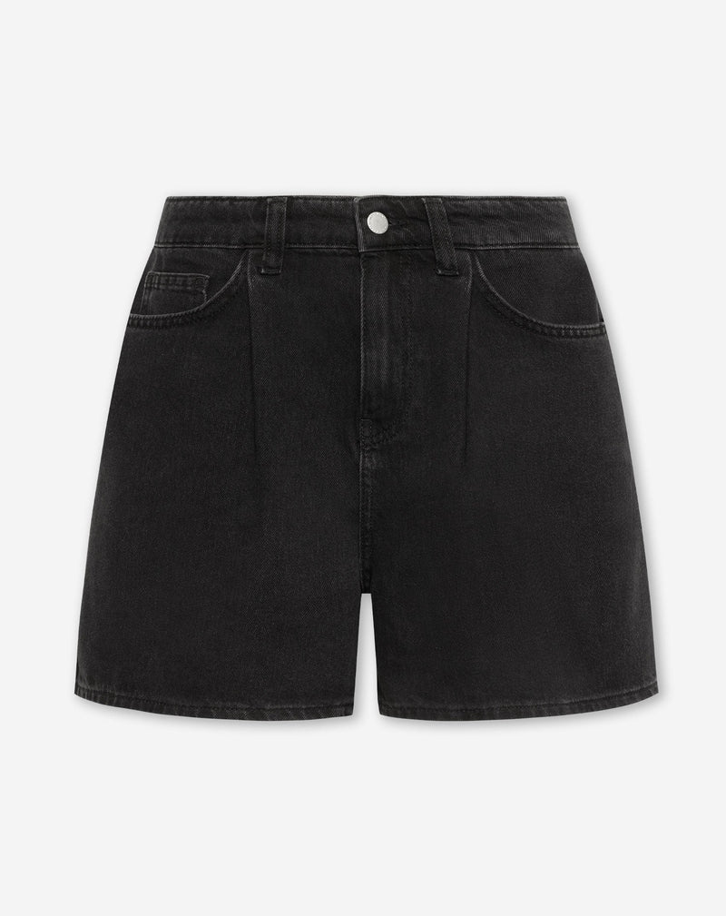 LOTTE PLEATED DENIM SHORT DONKERGRIJS