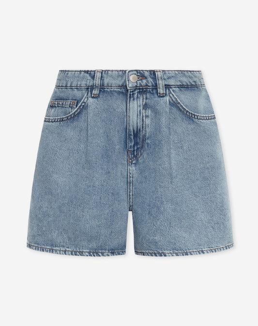 LOTTE PLEATED DENIM SHORT MID BLAUW
