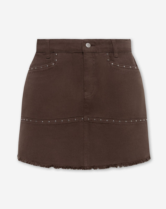 VICKY STUD DENIM SKIRT BRUIN