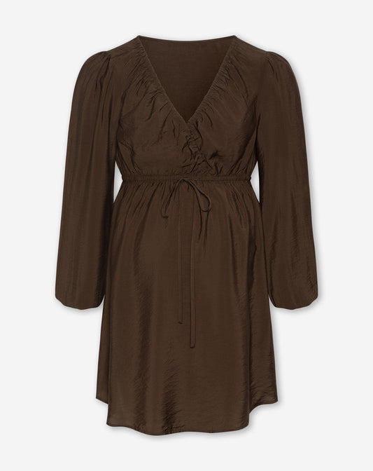 LUX V-NECK MATERNITY DRESS BRUIN