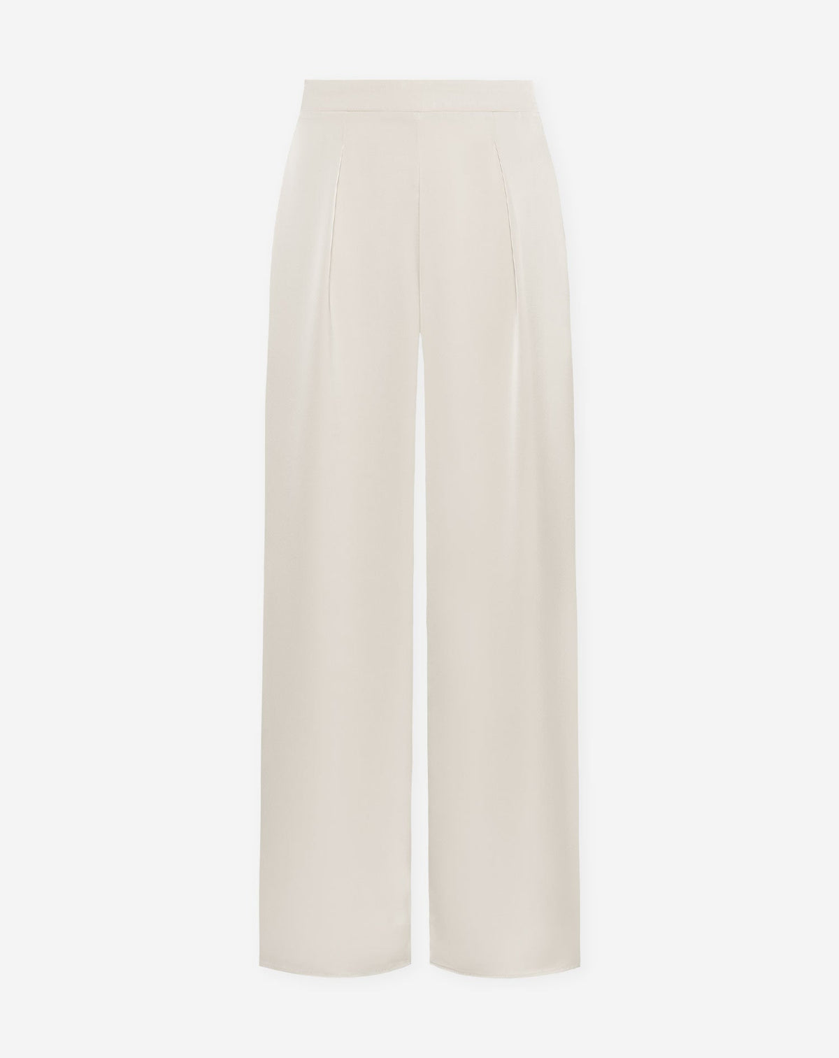 VICE PLEATED SATIN WIDE LEG PANTS CRÈME