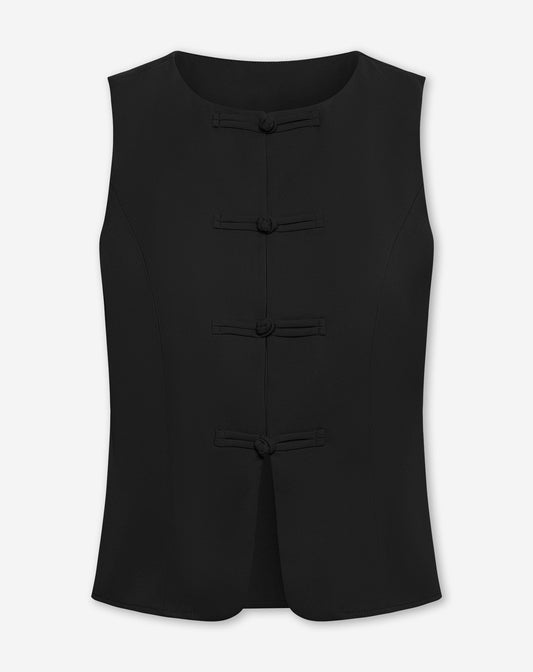 FLYNN MANDARIN GILET ZWART