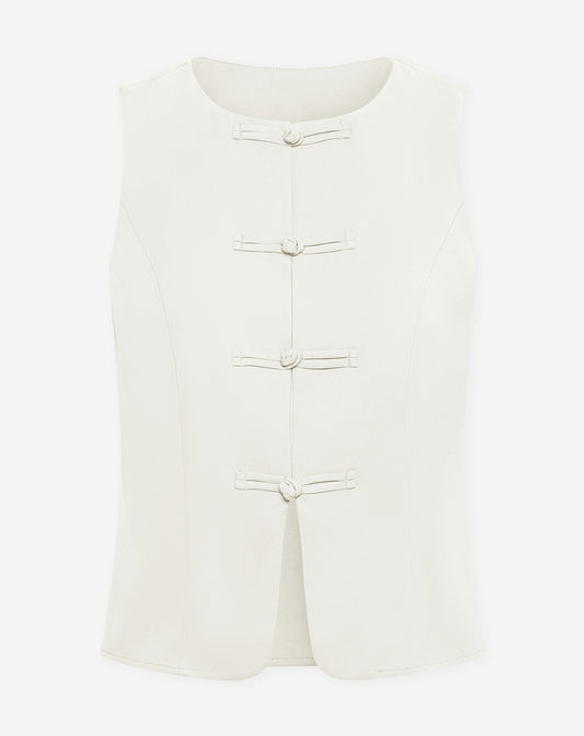 FLYNN MANDARIN GILET OFF WHITE