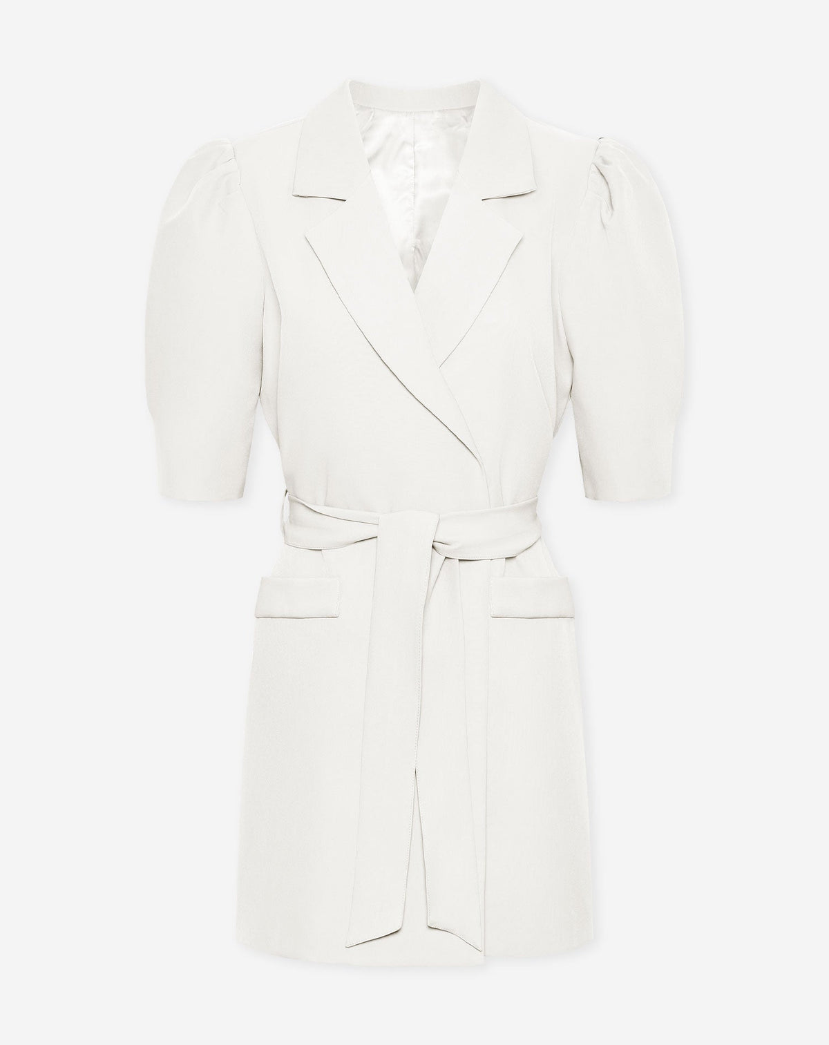 SEMMIE PUFF SHOULDER BLAZER DRESS OFF WHITE