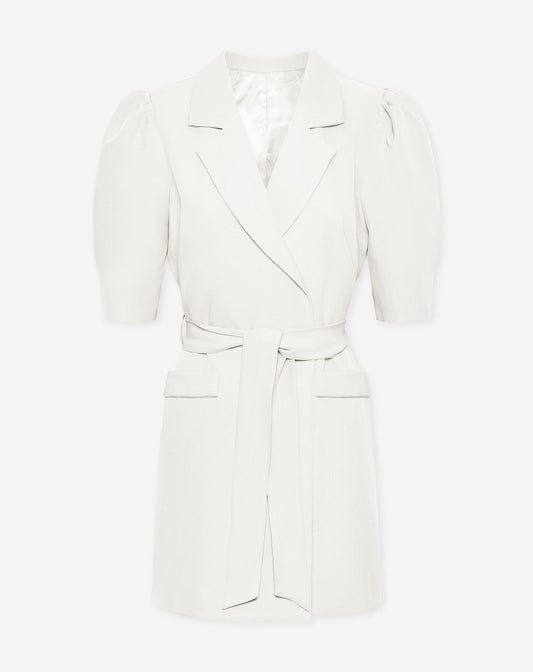 SEMMIE PUFF SHOULDER BLAZER DRESS OFF WHITE