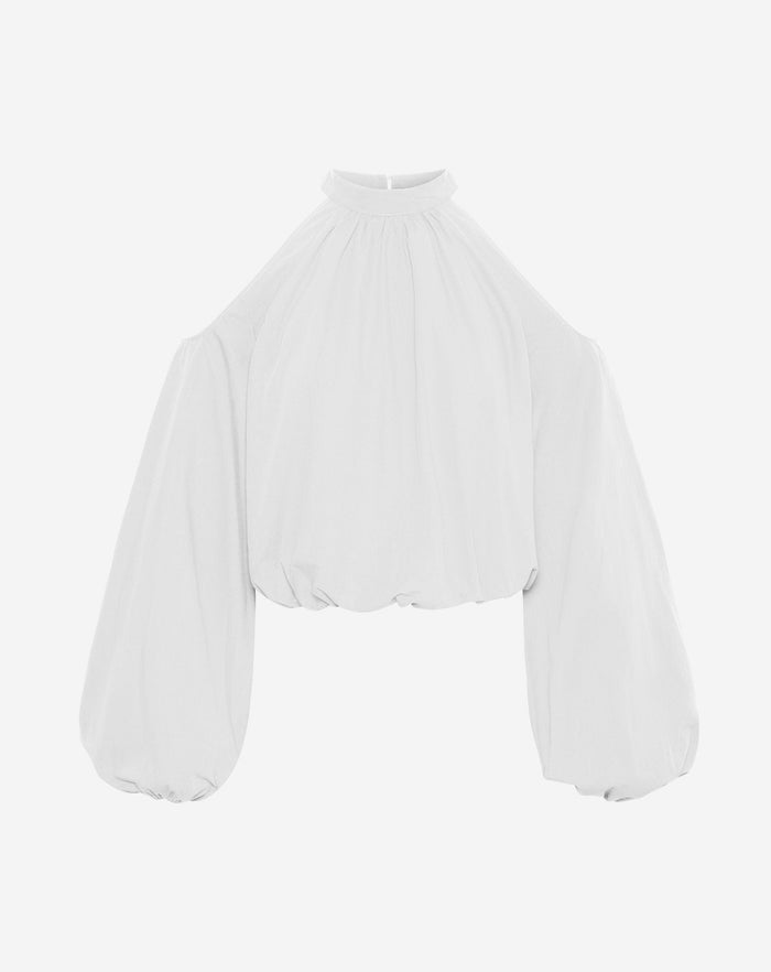 POPLIN CUT OUT SHOULDER BLOUSE WIT