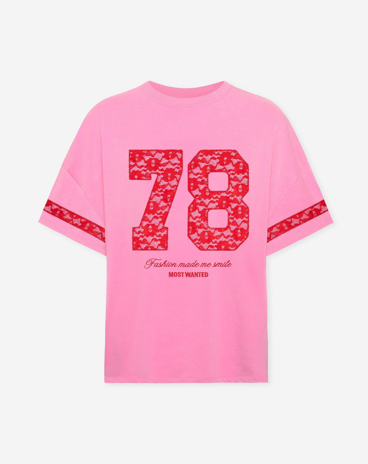 78 LACE OVERSIZED TEE ROZE