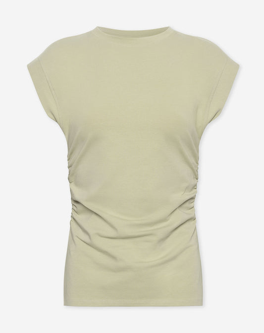 RUCHED SLEEVELESS SLIT TOP PISTACHE