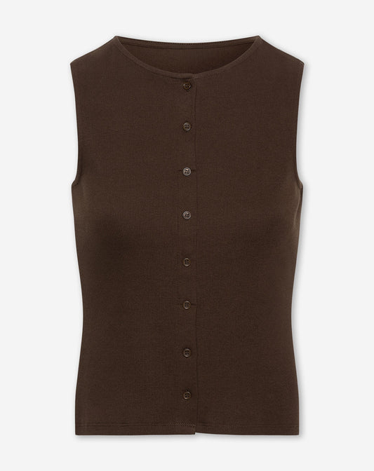 BUTTON UP RIB TOP BRUIN
