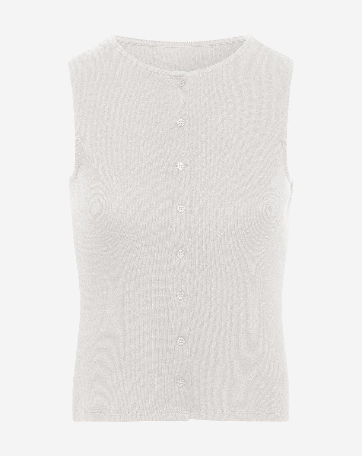 BUTTON UP RIB TOP CRÈME