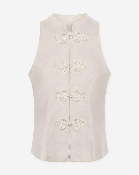 LAIKA MANDARIN GILET BEIGE