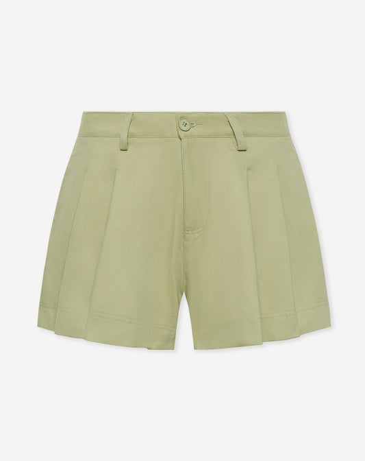 NAMI PLEATED TWILL SHORTS GROEN