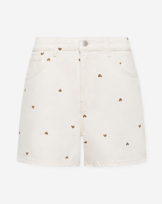 HEART MOM DENIM SHORT CRÈME