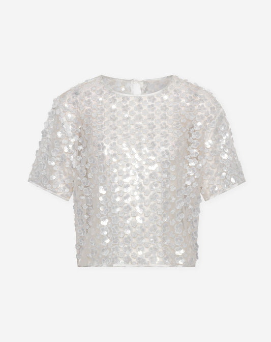 ROWY BOXY SEQUIN FLOWER TOP WIT