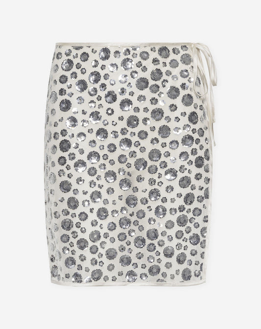 KITTY SEQUIN FLOWER WRAP SKIRT