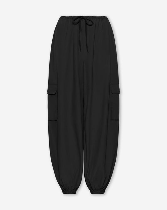 PEGGY POPLIN CARGO BALLOON PANTS TALL ZWART