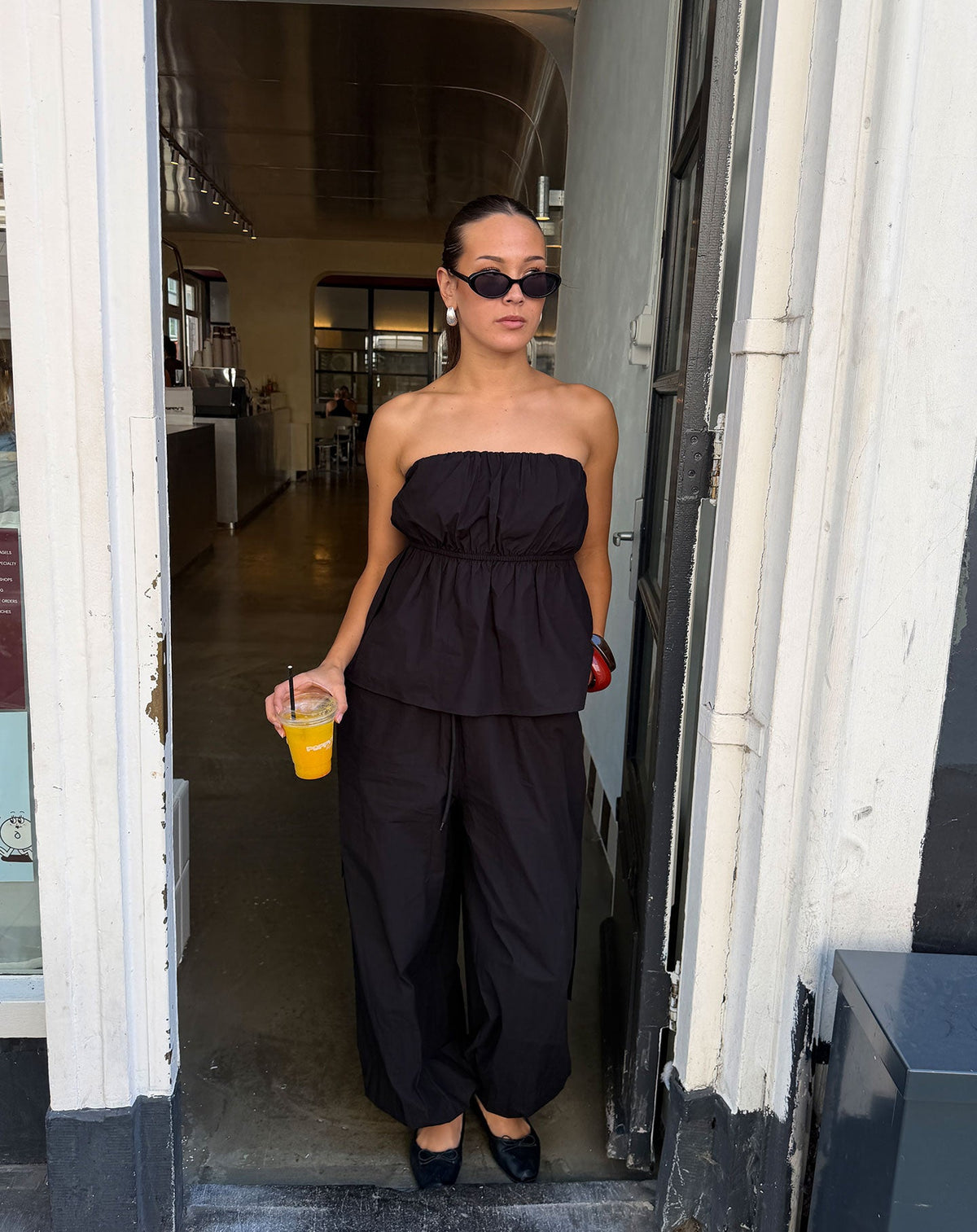 PEGGY POPLIN CARGO BALLOON PANTS PETITE ZWART