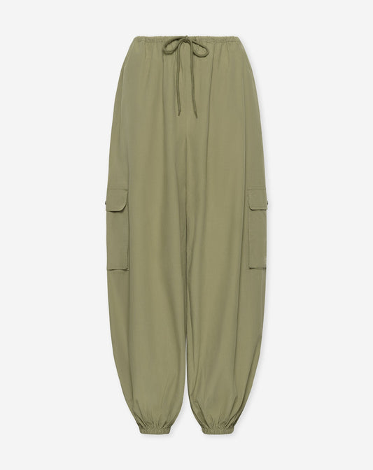 PEGGY POPLIN CARGO BALLOON PANTS OLIJFGROEN