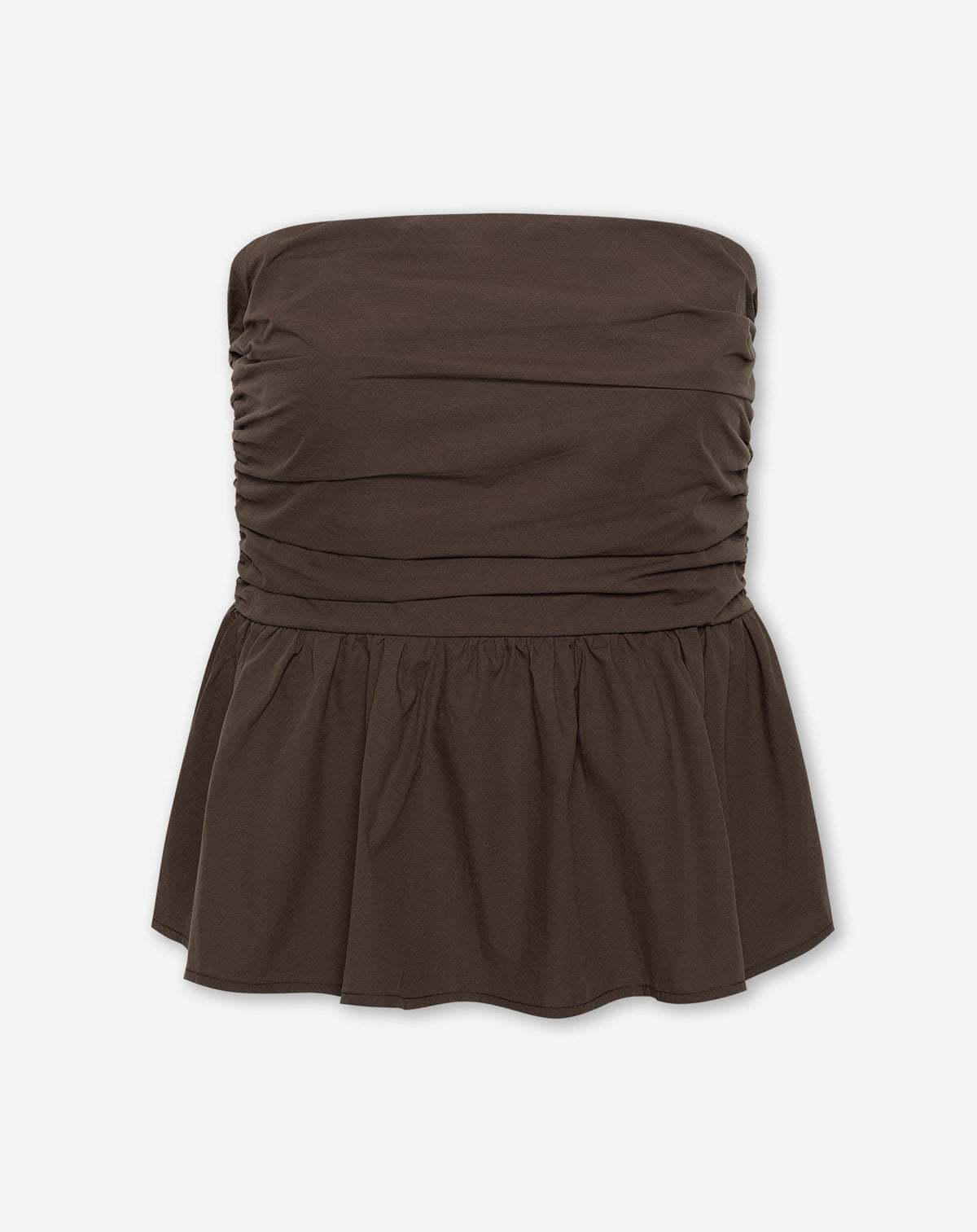 PEGGY POPLIN STRAPLESS PEPLUM TOP BRUIN