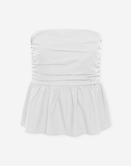 PEGGY POPLIN STRAPLESS PEPLUM TOP WIT