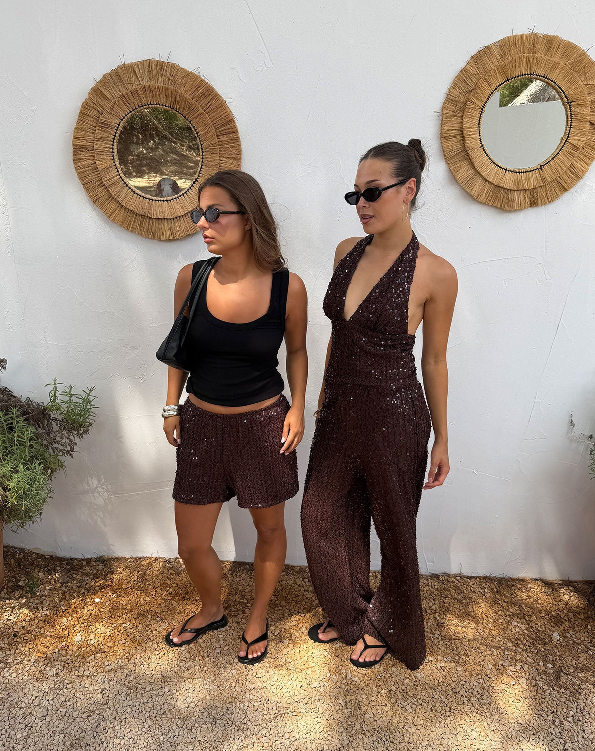 LOVA SEQUINS PANTS TALL BRUIN