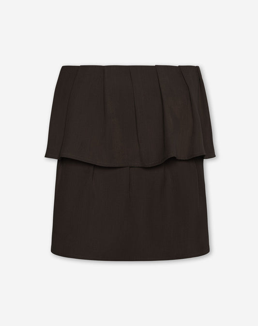 LORNA BANDEAU FRILL TOP BRUIN