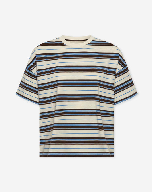 LAYA STRIPED SHORT SLEEVE OVERSIZED TEE CRÈME