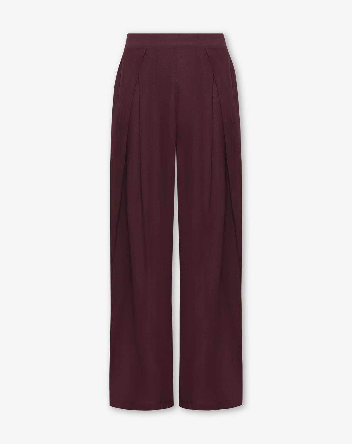 RAY LINEN PLEATED WIDE LEG PANTS DONKER BURGUNDY