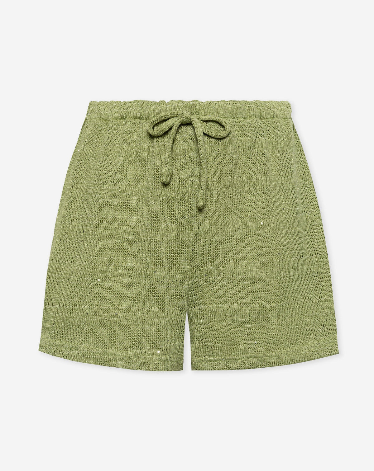 RICKY KNITTED SEQUINS PULL ON SHORTS PISTACHE