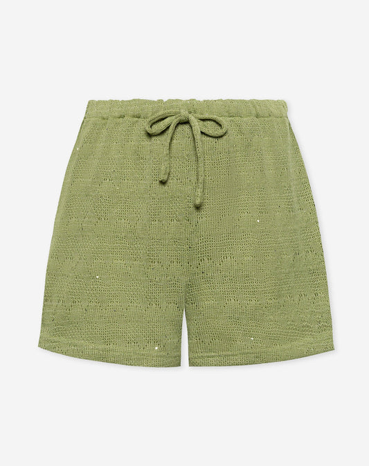 RICKY KNITTED SEQUINS PULL ON SHORTS PISTACHE