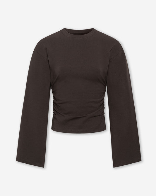 WAISTED LONGSLEEVE TOP DONKERBRUIN
