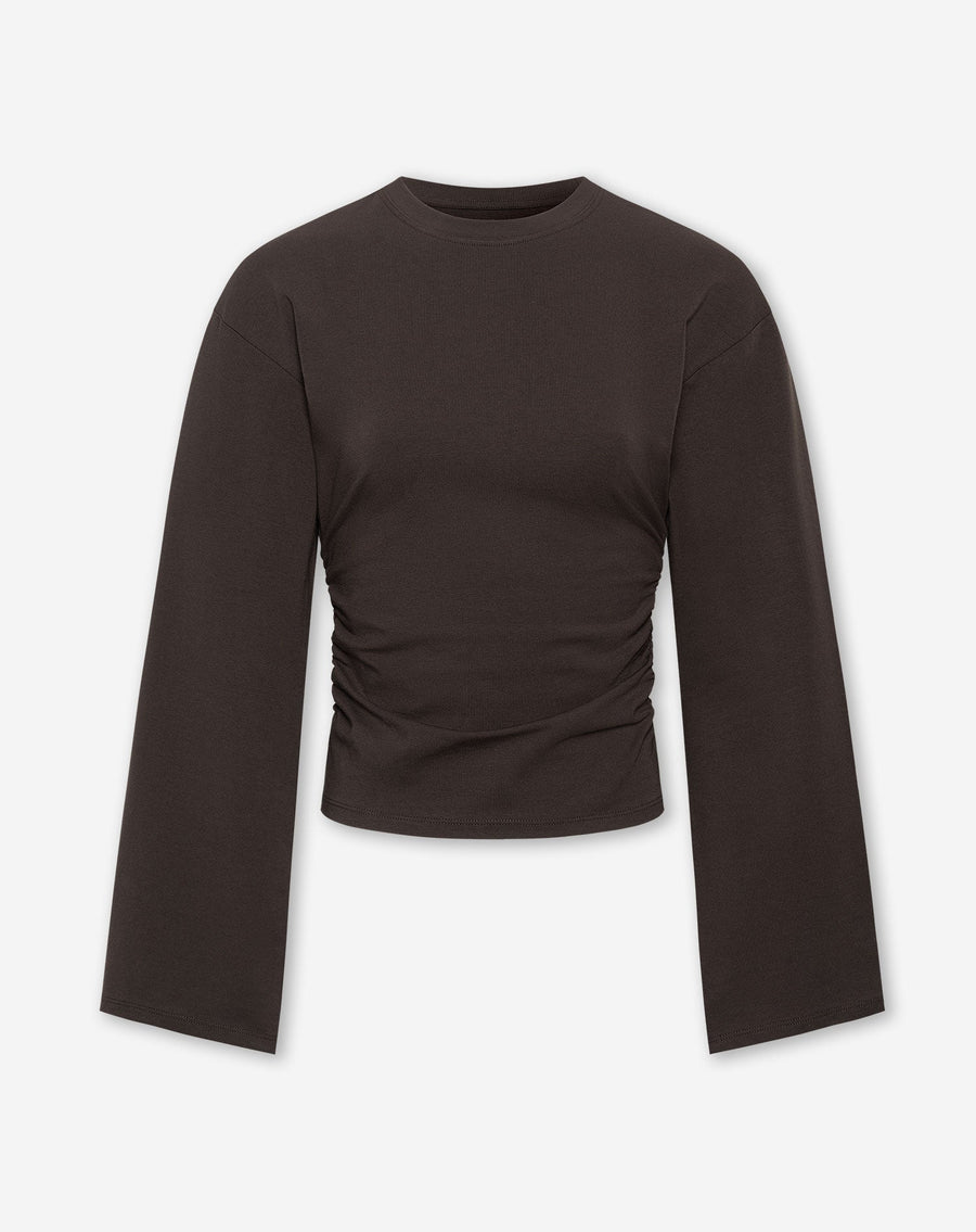 WAISTED LONGSLEEVE TOP DONKERBRUIN